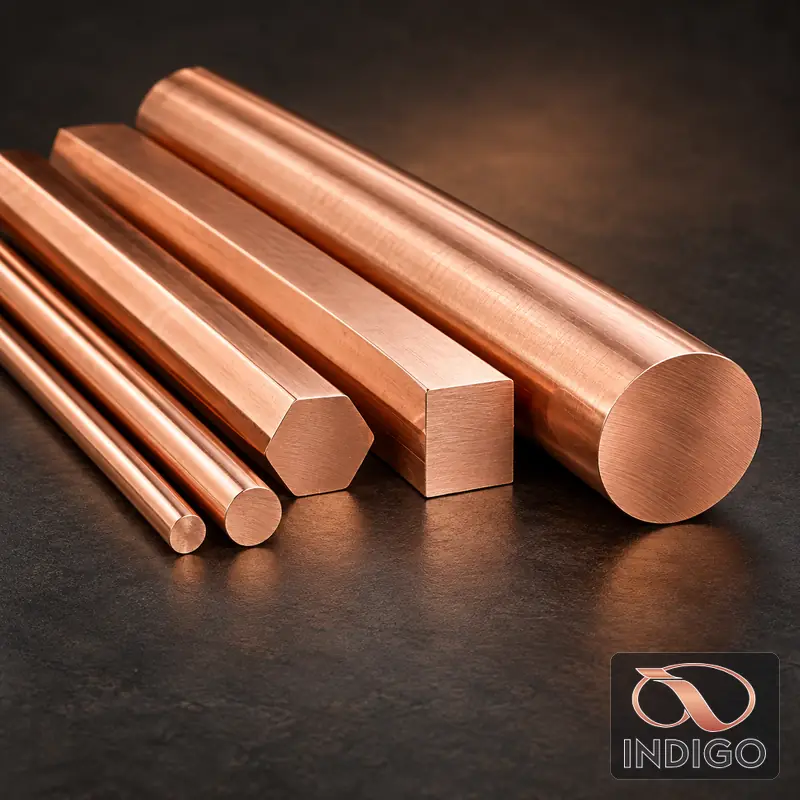 Copper Bars and Rods supplied by Indigo Metalloys