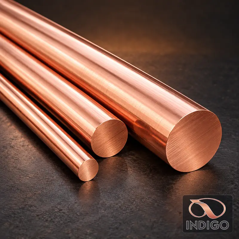Copper Round Bars supplied by Indigo Metalloys