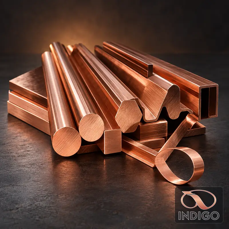 Copper Rods and Sections supplied by Indigo Metalloys